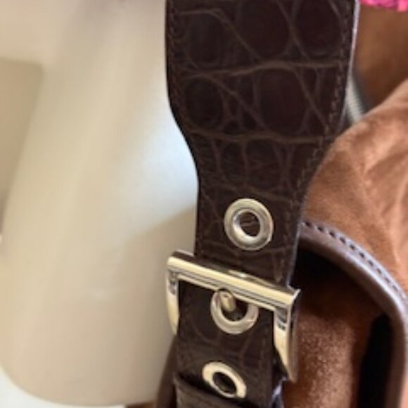 Prada Suede brown with alligator straps, messenger, shoulder bag, vintage - Picture 4 of 16